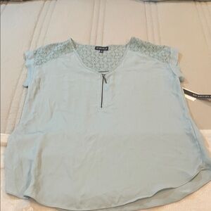 My Michelle, mint short sleeve blouse w/detail, Large, , 100% Polyester